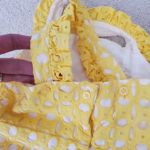 Janie and Jack Girls Eyelet Romper in Sunshine Yellow sz3 - Picture 10 of 14